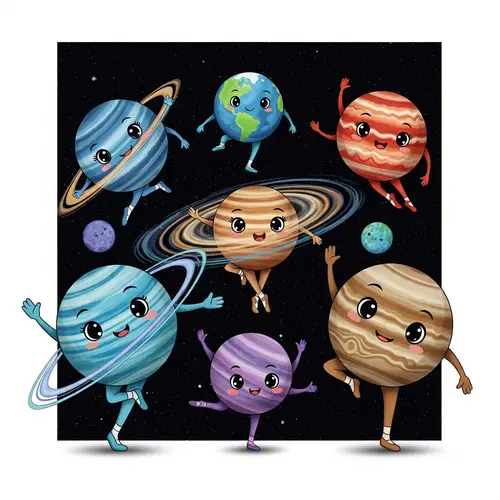 Whimsical Cosmic Ballet: Dancing Planets Display Grace and Fluidity