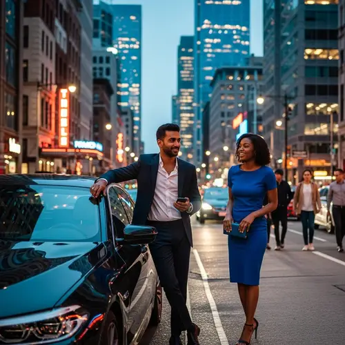 Stylish South Asian Man and Black Woman in Urban Cityscape