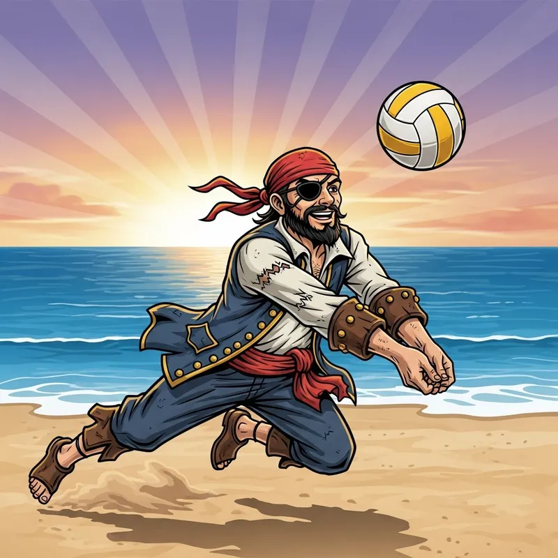 Pirate Beach Volleyball T-Shirt Design