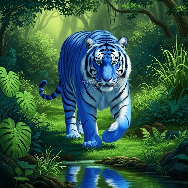 Majestic Blue Tiger: A Striking Landscape Art