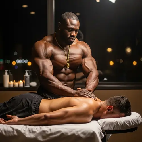 Expert African Masseur: Bodybuilding Therapy Session