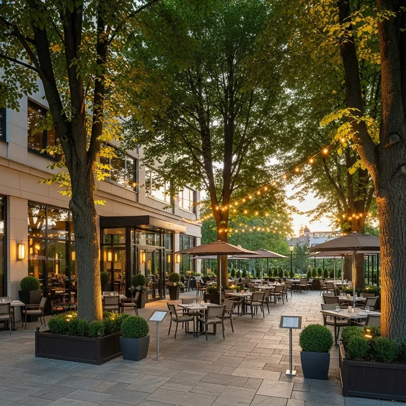 Tranquil Terrace Design: Enchanting Trees at Restaurant Tranquil Terrace Design: Enchanting Trees at Restaurant