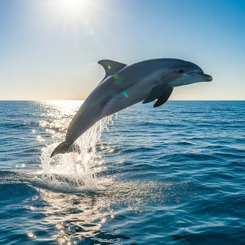 Graceful Dolphin Leaping Out of Blue Ocean Water