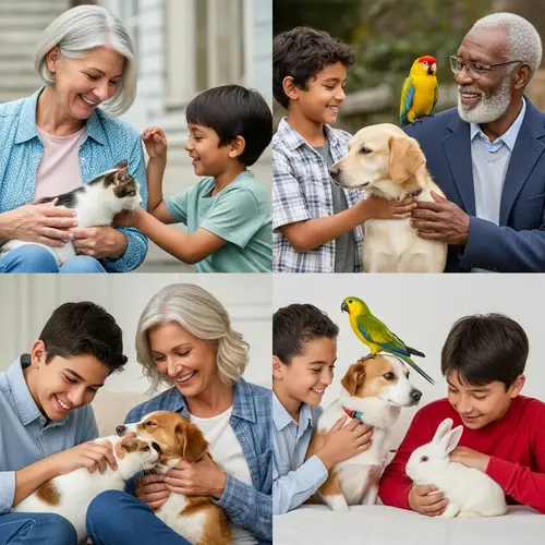 Heartwarming Scene of Pets Bringing Joy to People of All Ages and Cultures