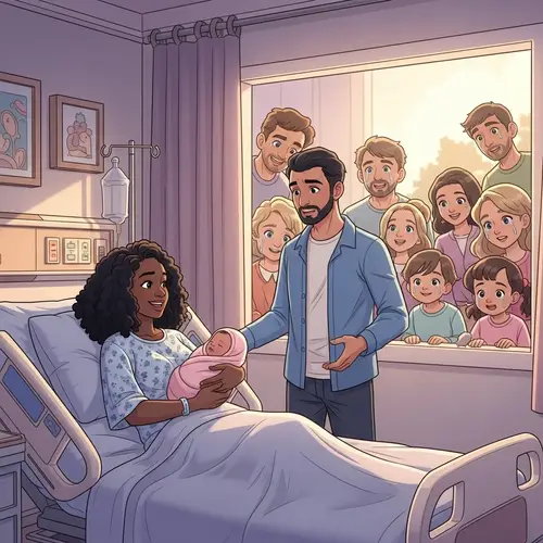 Joyful Birth Moment in a Cozy Hospital Room