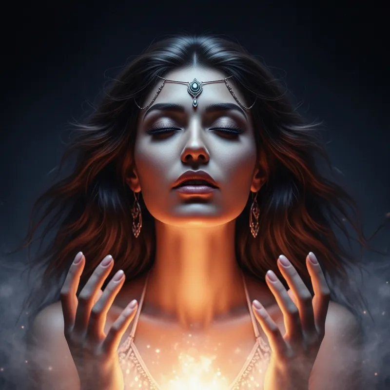 Divine Sorceress with Enchanting Glowing Light | Ethereal Symmetry