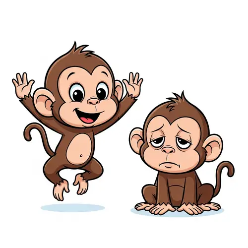 Adorable Cartoon Monkey Infants in Lively Scene
