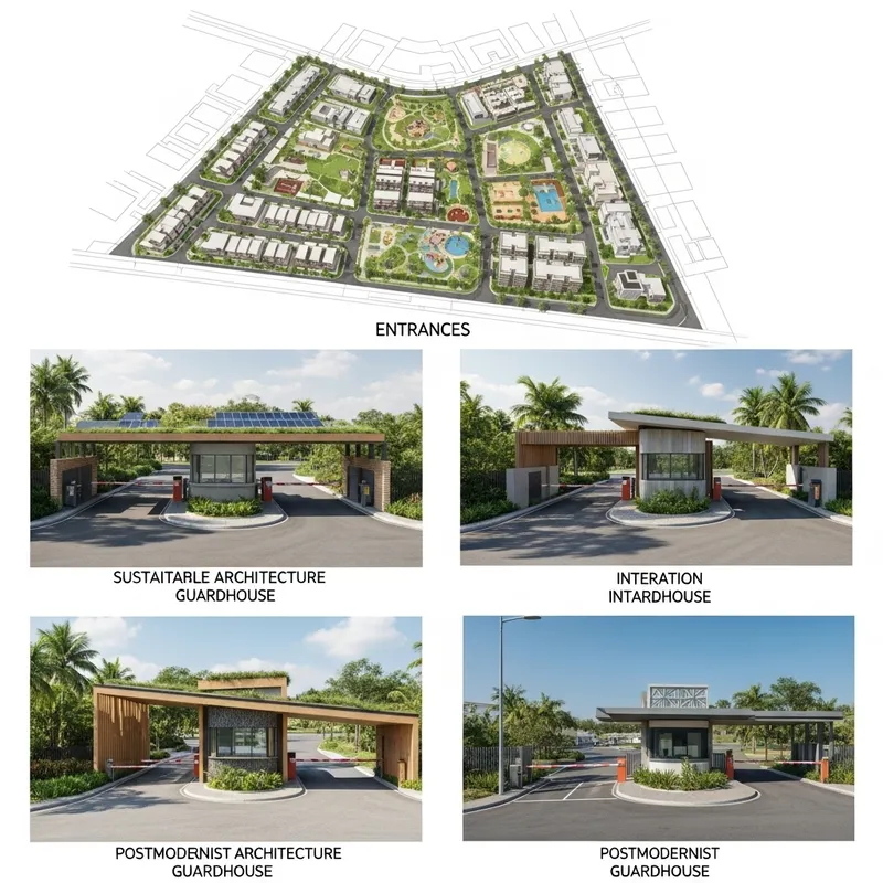 Unique Guardhouse Designs for a Volumetric Residential Area