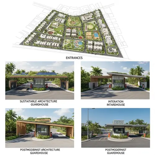 Volumetric Residential Design with 3 Unique Guardhouse Proposals