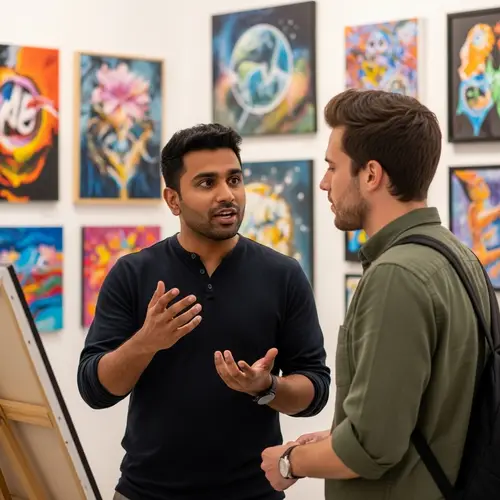 Male Couple in Love at Art Exhibition: Artist and Musician Story