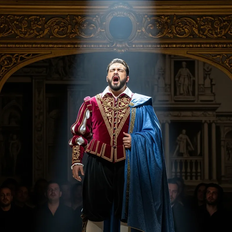 Passionate Tenor as Othello in Traditional Italian Attire