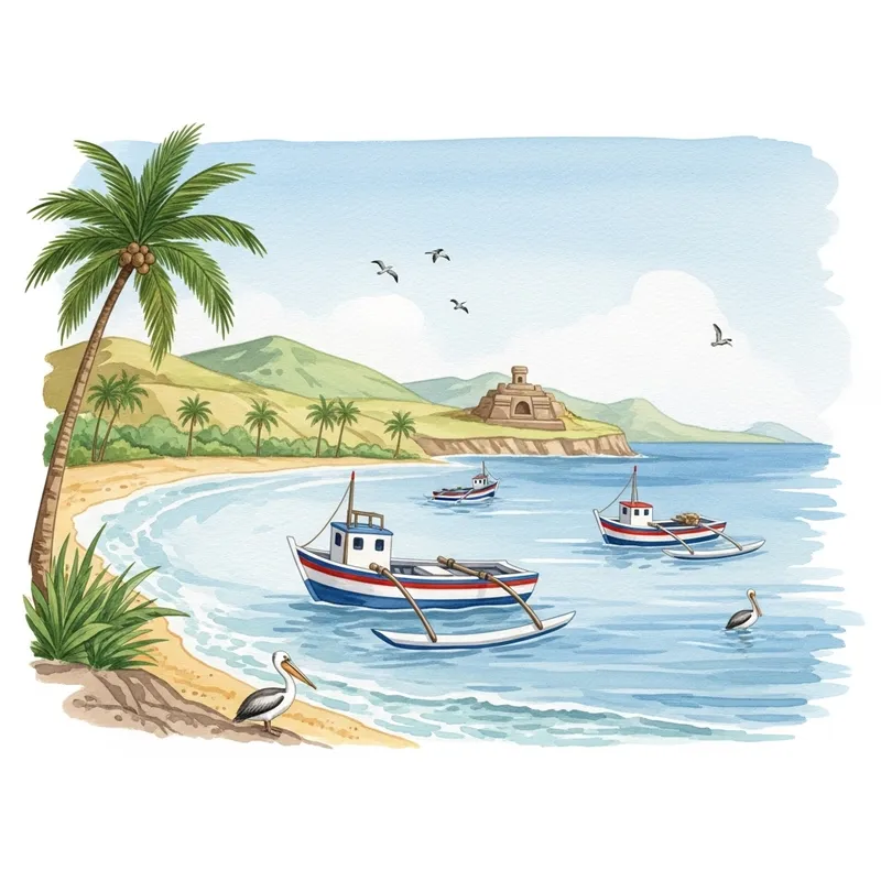 Watercolor Landscape of Peru's North Coast