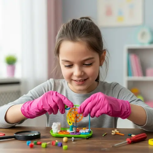 Young Caucasian Girl in Pink Gloves | Curious Product Enthusiast