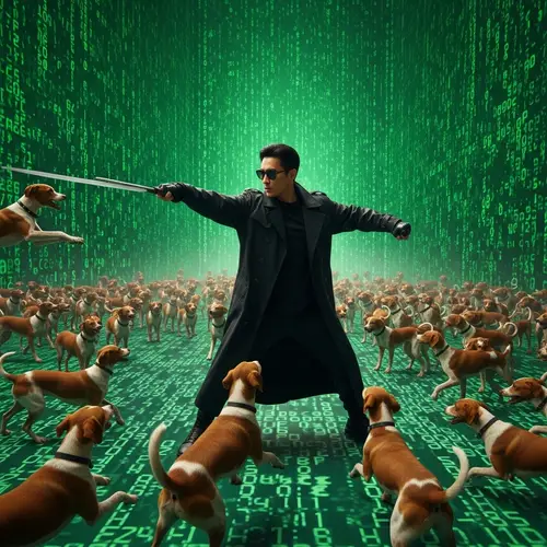 Epic Battle: Martial Artist vs Pack of Dogs in Digital World