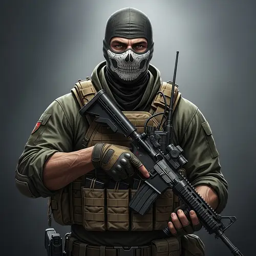 Action Video Game Character with Tactical Gear