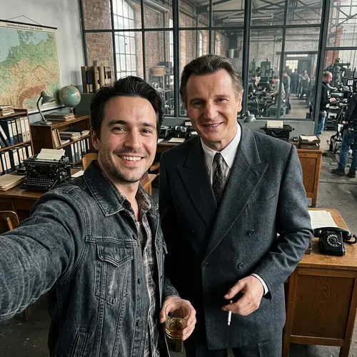 Candid Selfie with Oskar Schindler on Film Set