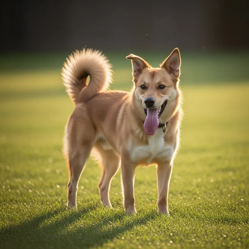 Cheerful Medium-Sized Dog Enjoying the Sunny Lawn