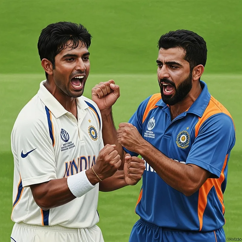 Virat Kohli & Mohammad Shami Triumphant Cricket Celebration - Dynamic Lighting 8K Resolution