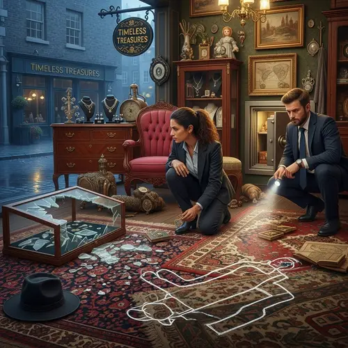 Crime Scene at Antiques Shop: Investigation Unveils Mystery