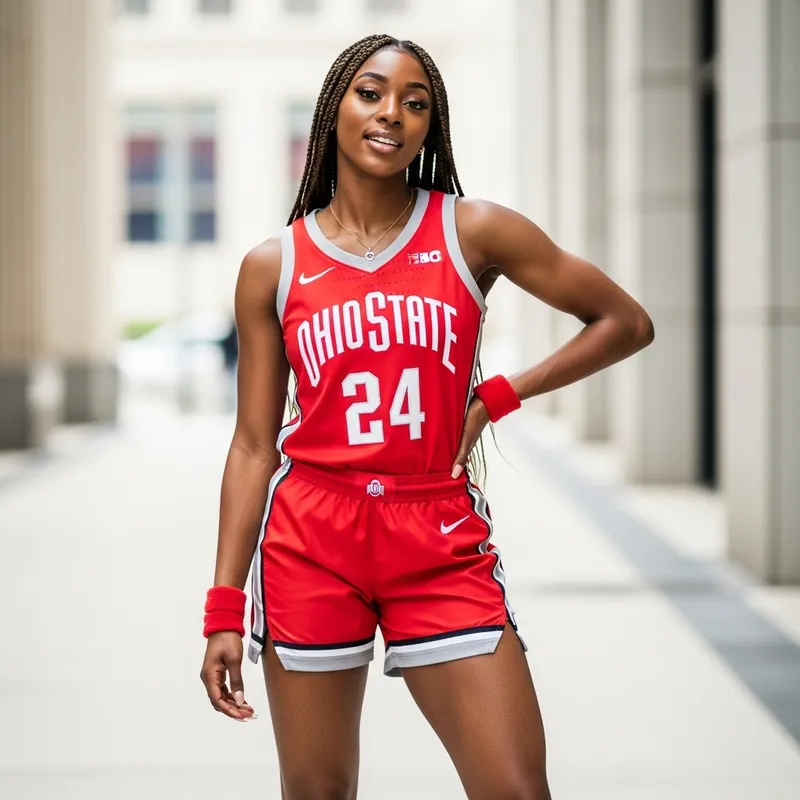 Stunning Urban African American Woman in OSU Jersey