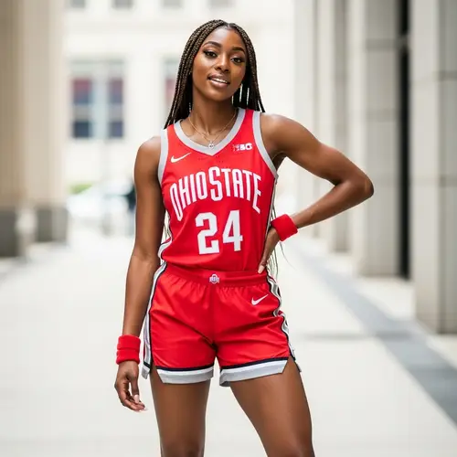 Stunning Urban African American Woman in OSU Jersey