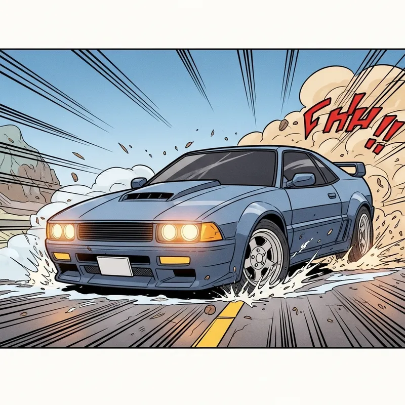 Vibrant Futuristic Car Illustration in Comic Book Style