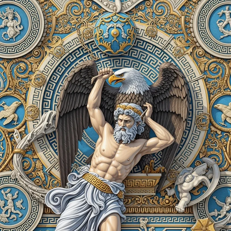 Myth of Prometheus and Eagle: Classical Greek Art in Vibrant Colors