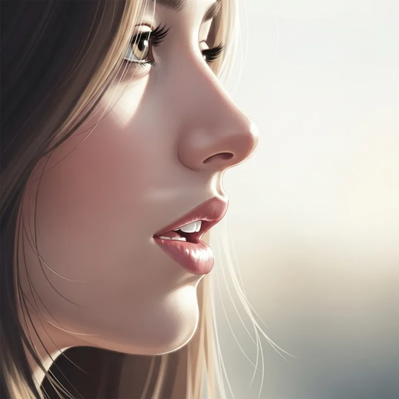 Introspective Woman's Profile with Subtle Expression Introspective Woman's Profile with Subtle Expression