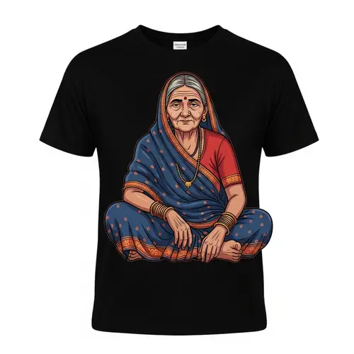 Baisnabi Devi Serene Elderly Woman T-shirt Print Design