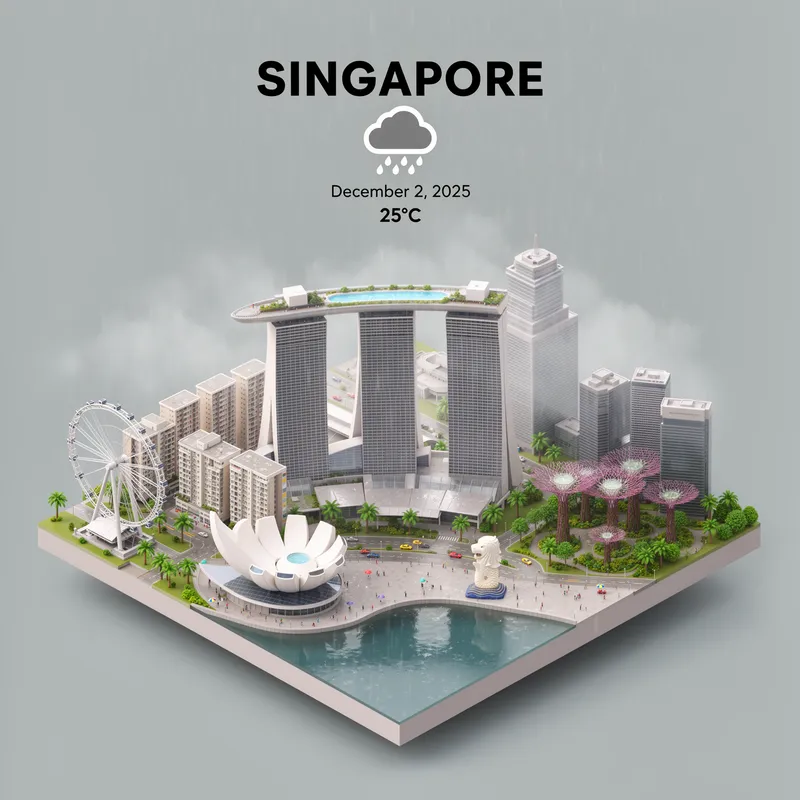 Miniature 3D Cartoon Scene of Singapore
