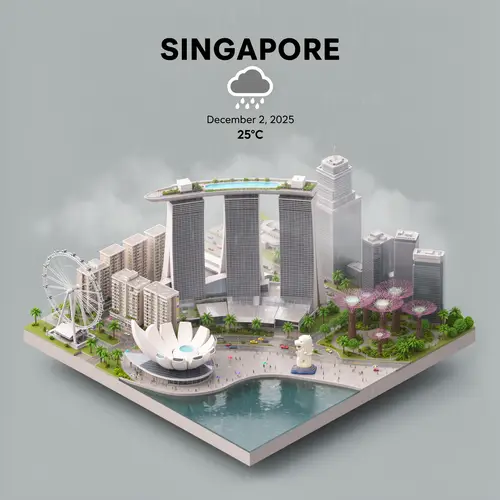 Miniature 3D Cartoon Scene of Singapore