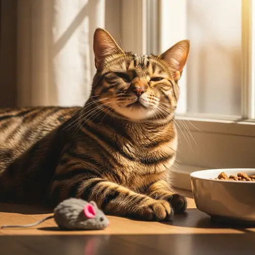 Happy Cat Enjoying Afternoon Sunlight | Perfect Day for a Contented Feline