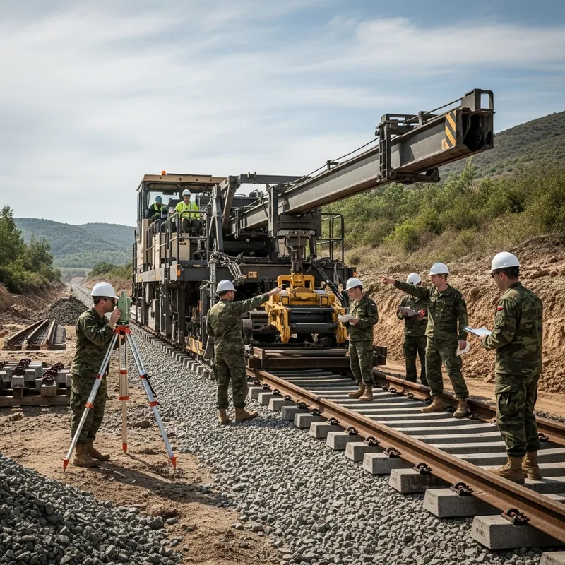 Military Railway Engineers Oversee Track Construction