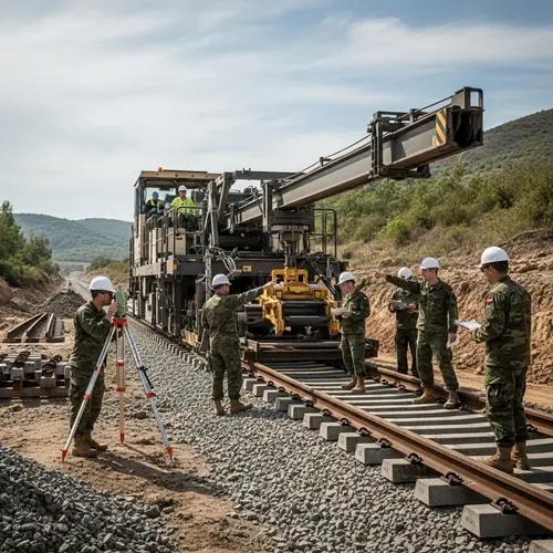 Military Railway Engineers Oversee Track Construction