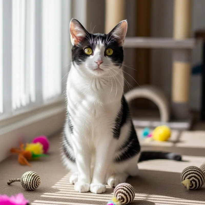 Adorable Black and White Cat | Cute and Playful Feline Companion