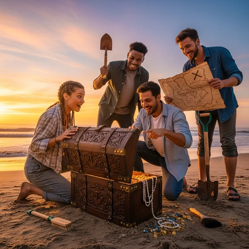 4 Friends Uncovering Hidden Treasure