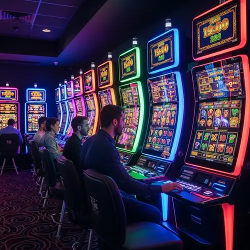 Futuristic Slot Machines in a Grand Casino | High-Tech Gaming