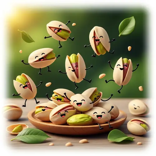 Adorable Pistachios: Playful Nuts with Unique Shapes and Expressions