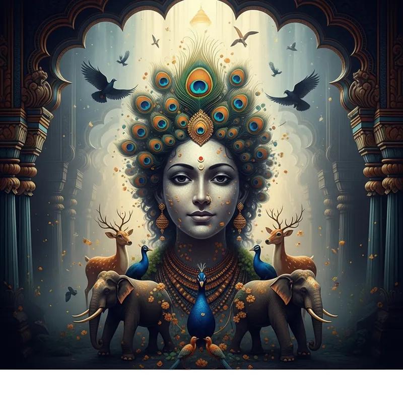 Ethereal Divine Grace Portrait: Indian Temple Inspiration