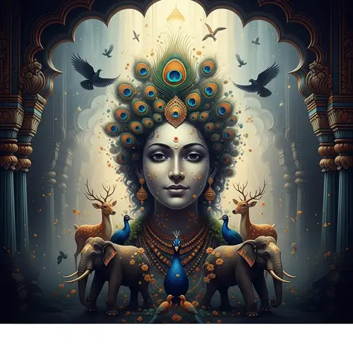 Ethereal Abstract Portrait Inspired by Indian Temple Architecture