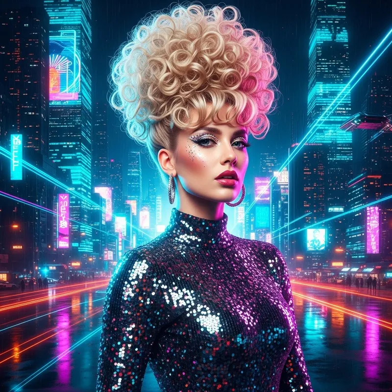 Cyberpunk Retro-Futurist Blond Bombshell | Futuristic Singer Look