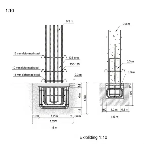 Architectural Column-Footing Details: Plan & Section View