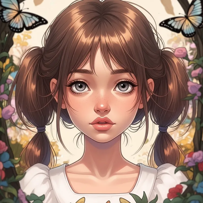 Dreamy Jelly Anime Art Girl with Brown Hair in White Dress Dreamy Jelly Anime Art Girl with Brown Hair in White Dress