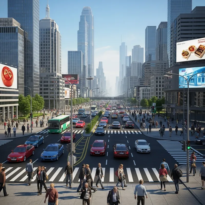 BNA Cityscape View - Urban Skyline with Traffic & People BNA Cityscape View - Urban Skyline with Traffic & People