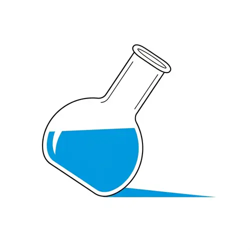 Blue Solution in Beaker on White Background - 2D Image
