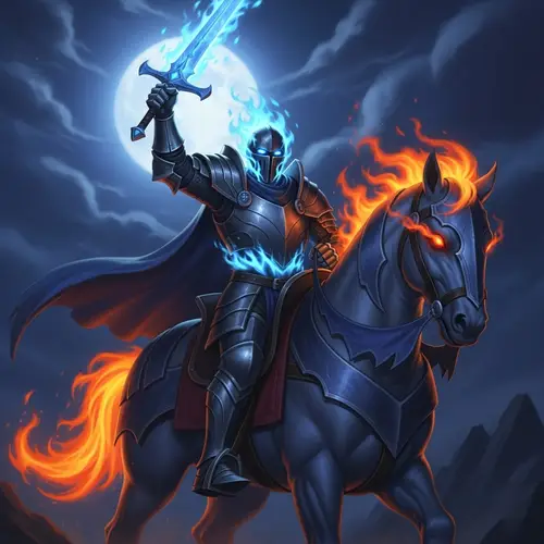 Mysterious Knight Ghost Rider in Ethereal Flames