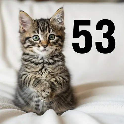 Adorable Kitten with Number '53' - Cute Pet Photo
