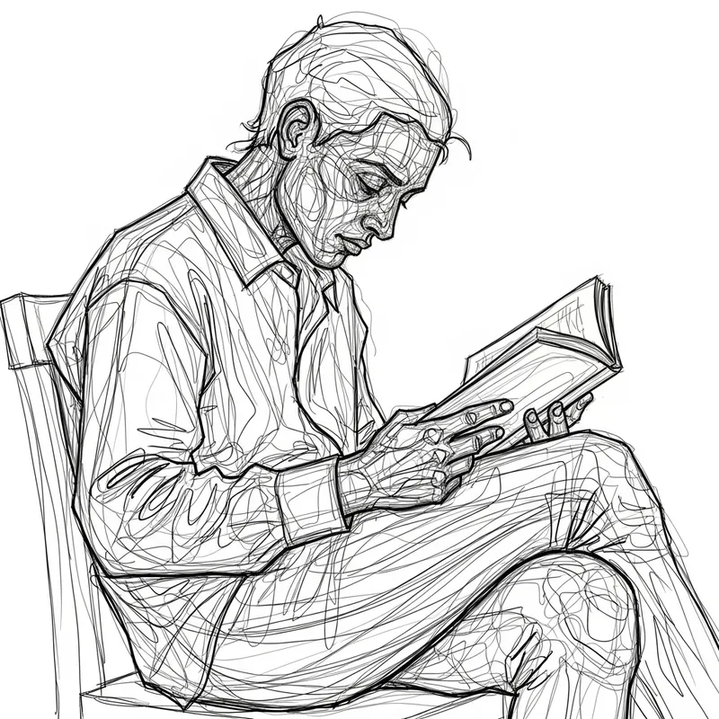 Human Figure Sketch in Line Art Style