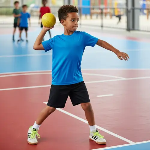 Brown-Skinned Boy Playing Handball