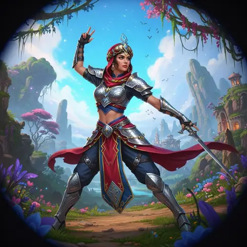 Middle Eastern Female Knight in Contemporary Colorful Armor